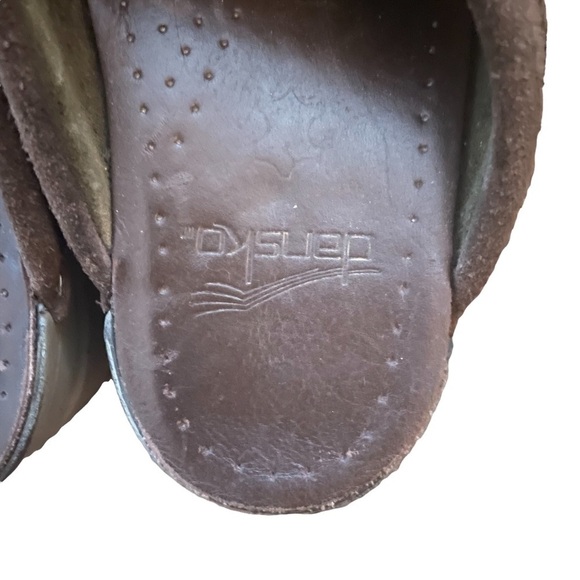 𝅺DANSKO Chocolate Brown Leather Suede Slip On Clogs - Picture 6 of 7